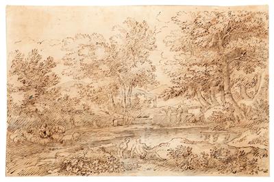 Gaspard Dughet attributed to, - Master Drawings, Prints before 1900, Watercolours, Miniatures