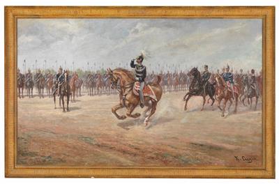 Efisio Cugia (Cagliari 1818-1872) -Umberto I of Savoy, King of Italy (1844-1900) inspecting a unit of the Italian cavalry, - Rekvizity z císa?ského dvora