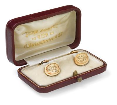 Emperor Franz Joseph I of Austria – pair of gift cufflinks, - Rekvizity z císa?ského dvora