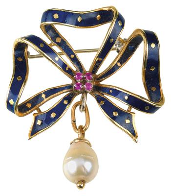 Empress Elisabeth of Austria – gift brooch with pearls to her granddaughter Archduchess Elisabeth ("Erzsi"), - Imperial Court Memorabilia and Historical Objects