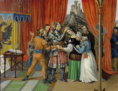König Rudolf I. mit Agnes von Böhmen, - Kaiserhaus und Historika