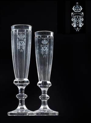 Emperor Maximilian of Mexico – 2 champagne glasses from a service, - Rekvizity z císařského dvora