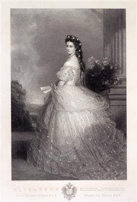 Kaiserin Elisabeth von österreich - Porträt der Kaiserin mit Diamantsternen im Haar, - Kaiserhaus und Historika
