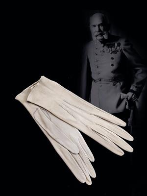 Emperor Francis Joseph I of Austria - a pair of personal gloves, - Imperial Court Memorabilia and Historical Objects