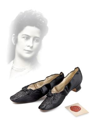 Empress Elisabeth of Austria – a pair of personal satin shoes, - Imperial Court Memorabilia and Historical Objects