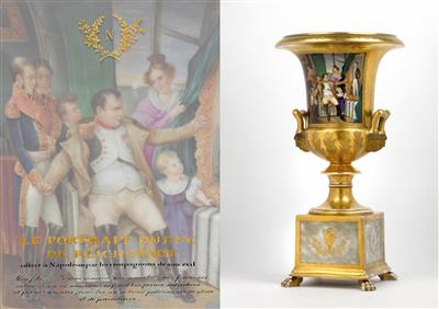 Porzellanvase - Napoleon I. vor dem Porträt seines Sohnes Napoleon II. (Herzog von Reichstadt), - Kaiserhaus und Historika