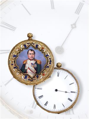 A pocket watch with a portrait of Napoleon I, - Rekvizity z císařského dvora