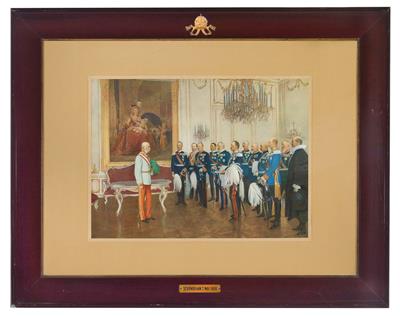 “Emperor Francis Joseph I with the German Federal Princes in Schönbrunn on 7 May 1908”, - Imperial Court Memorabilia and Historical Objects