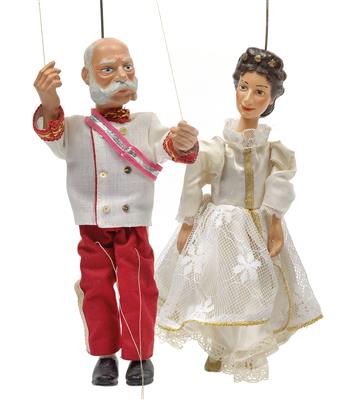 Emperor Francis Joseph I and Empress Elisabeth as marionettes, - Rekvizity z císařského dvora