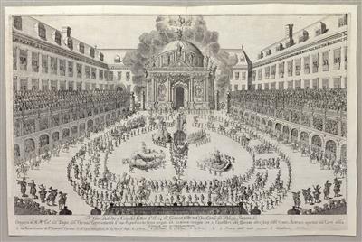 Rossballett im Burghof zu Wien am 24. Jänner 1667 anläßlich der Vermählung Leopold I., - Kaiserhaus und Historika