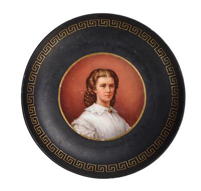 Viennese porcelain plate with a portrait of Empress Elisabeth, - Imperial Court Memorabilia and Historical Objects