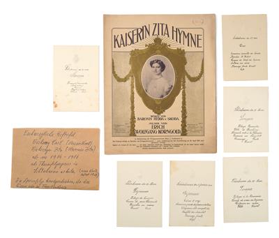 Imperial Austrian Court - 6 menu cards Schönbrunn Palace 1916 - Rekvizity z císařského dvora