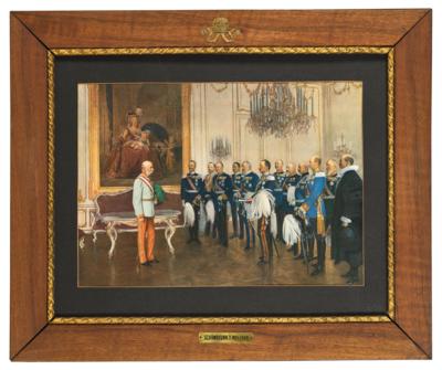 “Emperor Francis Joseph I with the German Federal Princes in Schönbrunn on 7 May 1908”, - Rekvizity z císařského dvora