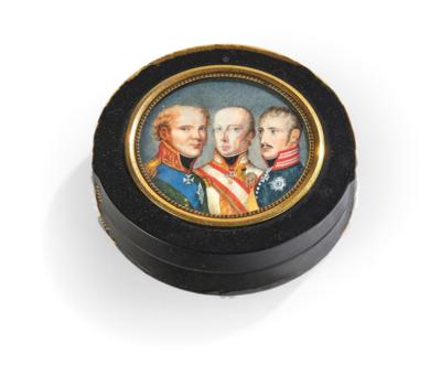 A covered box with the portraits of the monarchs Francis I of Austria, - Imperial Court Memorabilia & Historical Objects