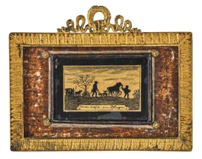 Eglomisé picture - Emperor Joseph II at the plow, - Imperial Court Memorabilia & Historical Objects
