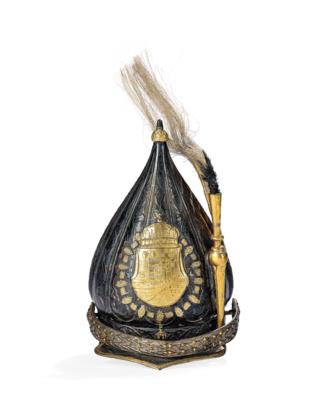 Imperial Austrian Court - a miniature helmet of the Royal Hungarian Crown Guard, - Rekvizity z císařského dvora