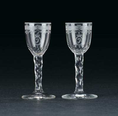 Field Marshal Archduke Frederick - 2 liqueur glasses from a service, - Casa Imperiale e oggetti d'epoca