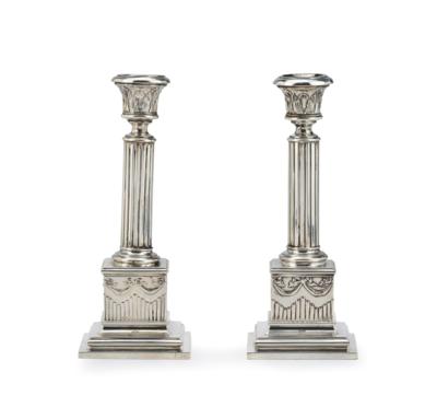 Princes of Liechtenstein - a pair of Viennese candleholders, - Imperial Court Memorabilia & Historical Objects