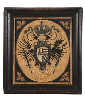 Imperial double eagle with coat of arms, - Rekvizity z císařského dvora