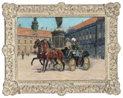 Carl Franz Bauer (Vienna 1879 - 1954) - Emperor Francis Joseph I in a carriage, - Imperial Court Memorabilia & Historical Objects