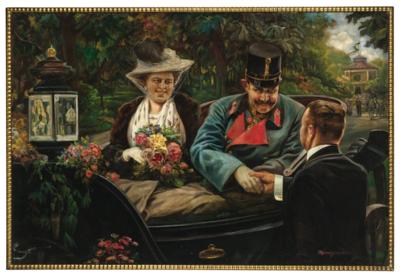 Archduke Francis Ferdinand with his wife Sophie Duchess of Hohenberg at the Flower Parade in Vienna’s Prater in 1914, - Rekvizity z císařského dvora