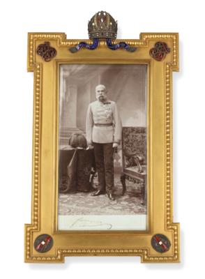 Kaiser Franz Joseph I. von Österreich - Geschenkporträt im Geschenkrahmen, - Kaiserhaus & Historika