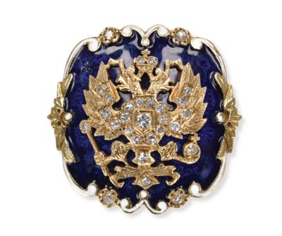 An Imperial Russian coat of arms brooch, - Imperial Court Memorabilia & Historical Objects