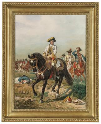Sigmund L'Allemand (Vienna 1840 - 1910) Field Marshal Gideon Ernst Freiherr von Loudon riding across the battlefield near Kunersdorf, - Rekvizity z císařského dvora