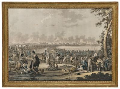Bavarian troops crossing the Danube near Vienna on 6 July 1809, - Imperial Court Memorabilia & Historical Objects