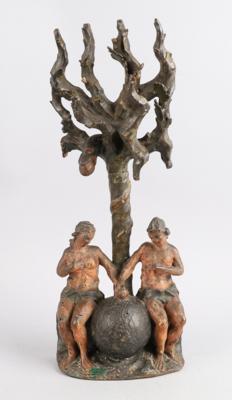 Adam und Eva unter dem Baum der Erkenntnis, - Starožitnosti, lidové umění, skulptura a fajáns