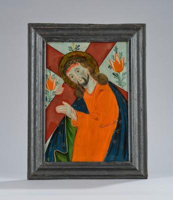Hinterglasbild, Buchers/Sandl- Christus trägt das Kreuz, - Starožitnosti, lidové umění, skulptura a fajáns