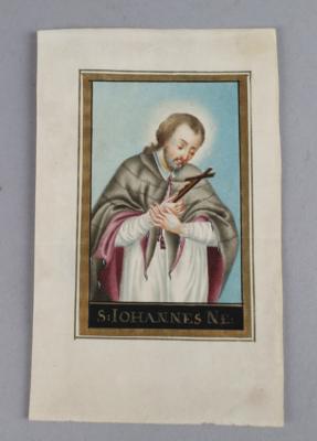 Pergamentbild mit Hl. Johannes Nepomuk, 18. Jh., - Works of Art