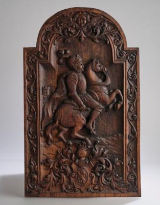 Relief mit Ritter auf Pferd, - Arte popolare e religiosa, sculture e maioliche