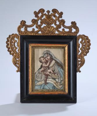 Collagebild Maria Hilf Madonna, 19. Jh., - Antiquitäten, Volkskunst, Skulpturen & Fayencen
