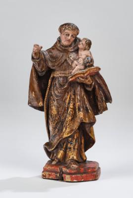 Hl. Antonius mit Jesuskind, Kleinplastik 18. Jh., - Starožitnosti, lidové umění, skulptura a fajáns