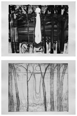 Silke Otto-Knapp (Osnabrück, Deutschland, 1970) Three seascapes (moontrail and trees), 2013 - Benefizauktion Grazer Kunstverein/Kunsthaus Graz