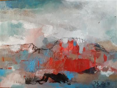 Josef Schweikhardt, Red Landscape, 2018 - Artists for Children Charity-Kunstauktion
