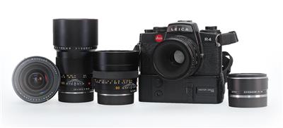 Leica R4 Ausrüstung mit vier Objektiven - Historické vědecké přístroje, globusy a fotoaparáty