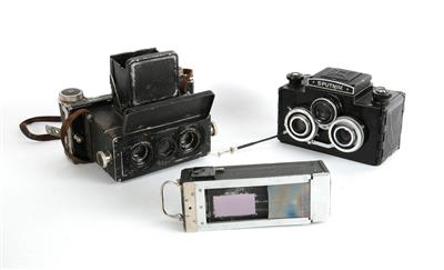 Zwei Stereokameras: Franke  &  Heidecke Heidoscop - Historische wissenschaftliche Instrumente, Globen und Fotoapparate