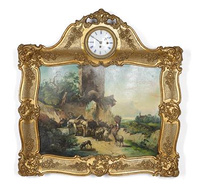 Spätbiedermeier Bilderuhr mit Musikspielwerk "Passeirer Tor Meran" - Watches, technology and curiosities