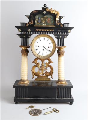 Biedermeier Portaluhr mit Musikspielwerk - Clocks, Science, and Curiosities including a Collection of glasses