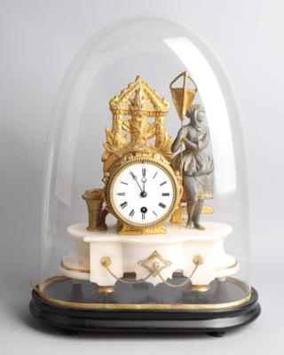 Historisnus Kaminuhr mit Glassturz, - Clocks, Science, Curiosities & Photographica