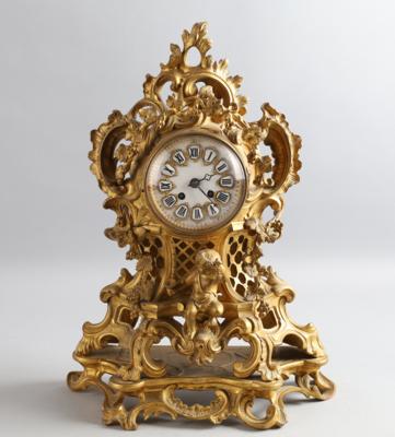 Neorokoko Bronze Kaminuhr, "Vincenti Paris" Federzug, - Clocks, Science, Curiosities & Photographica