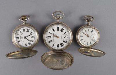 Konvolut: 3 Jahrhundertwende Doppelmantel Taschenuhren, - Uhren, Technik, Kuriositäten & Photographica