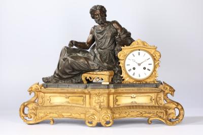 Historismus Kaminuhr "Der Philosoph", - Clocks, Science, Curiosities