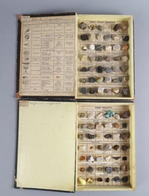Zwei Gesteinssammlungen in Buchkassetten von Vaclav Fric (1839-1916) - Clocks, Science, Curiosities