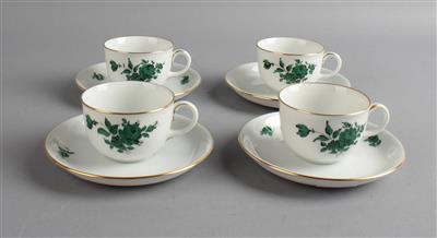 4 Mokkatassen mit Untertassen, - Decorative Porcelain and Silverware
