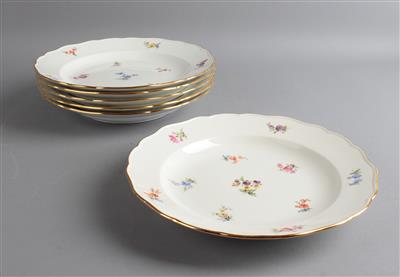 6 Meissen Speiseteller, - Decorative Porcelain and Silverware