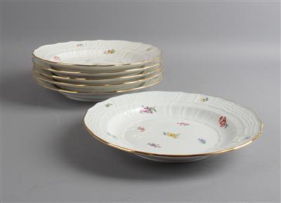 6 Meissen Speiseteller, Jubiläumsmarke 1910, - Decorative Porcelain and Silverware