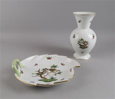 Herend - 1 Vase, 1 Blattschale, - Antiquariato